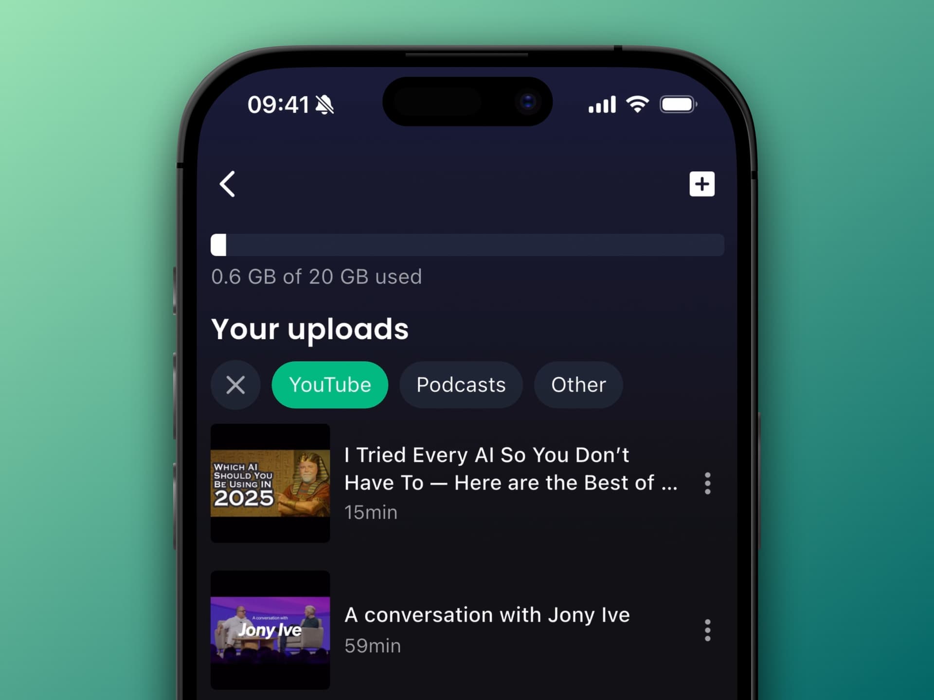 Screenshot showing new filter options for uploaded content in Snipd
